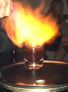 Flaming drink - second course.