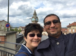 The silly grin and crooked smile is a result of drinking champagne - 11 am to 11 pm!